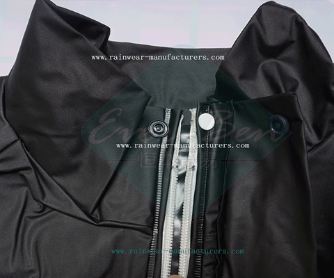 Black shiny raincoat collar-heavy rain coat
